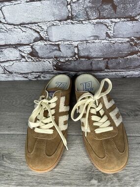 Back 70 Easter Backless Tobacco Tan Suede Sneakers Shoes Women Sz 41EU/10.5M US